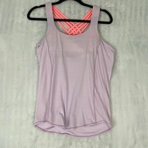 Lululemon Strappy Back Tank Top Sz 2 Purple Built-in Shelf Bra